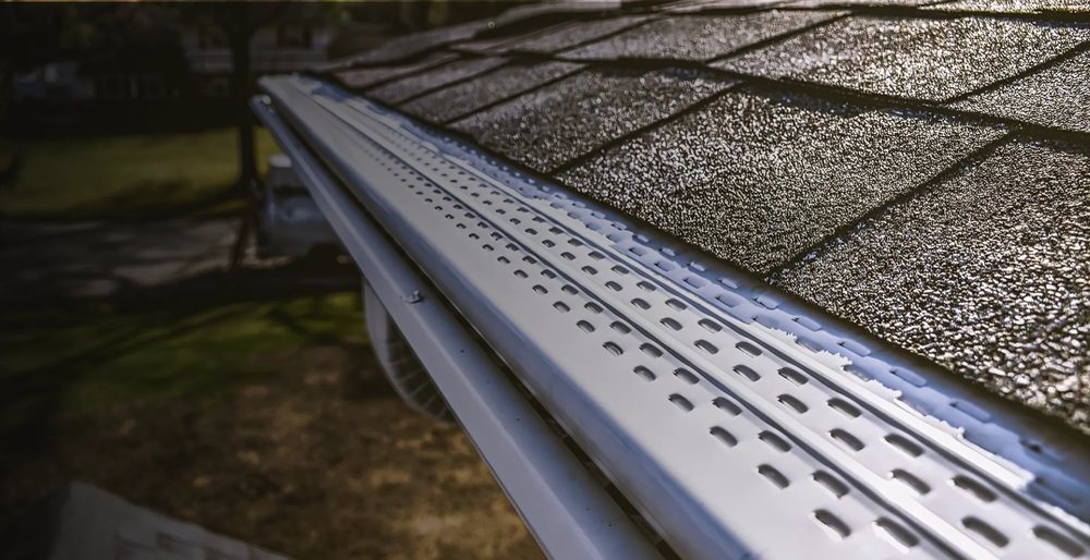 Gutter guards installed along a roofline in Greater Jacksonville, FL